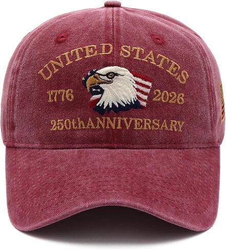 الولايات المتحدة 250th قبعة الذكرى السنوية ، 1776-2026 النسر التطريز قبعة بيسبول وطنية ، 250 الذكرى الولايات المتحدة الأمريكية قبعة للرجال والنساء in Saudi Arabia