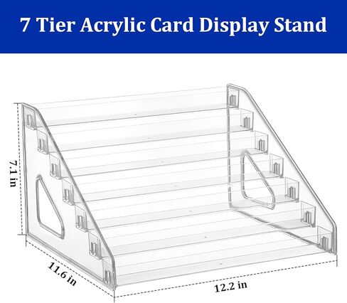 7 Tier Acrylic Card Display Stand,12" Sports Card Shelf-Versatile Display for Trading Cards, PSA Cards, Baseball Cards, Football Cards, Graded Cards and Business Cards and Stickers in Saudi Arabia