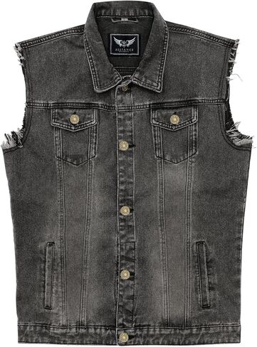 Denim Vest Jacket for Men Fashion Stretchy Trucker Sleeveless Jean Outerwear in Saudi Arabia