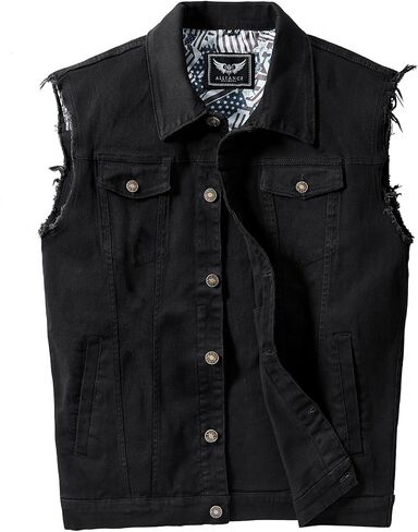 Denim Vest Jacket for Men Fashion Stretchy Trucker Sleeveless Jean Outerwear in Saudi Arabia