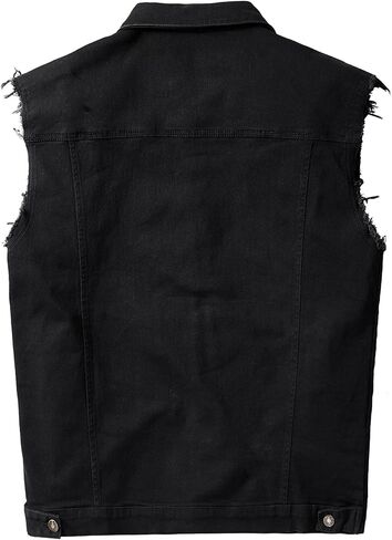 Denim Vest Jacket for Men Fashion Stretchy Trucker Sleeveless Jean Outerwear in Saudi Arabia