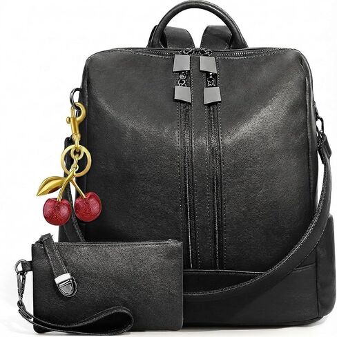 Lushandy Checkered Backpack Purse for Women, Brown Canvas Backpack Purse with Wallet Cherry Mom Everyday Backpacks for Work in Saudi Arabia