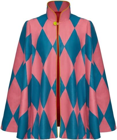 MelangCos Men's Anime Cosplay Costume Cape Pink Checked Pattern Cloak in Saudi Arabia