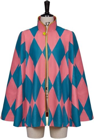 MelangCos Men's Anime Cosplay Costume Cape Pink Checked Pattern Cloak in Saudi Arabia