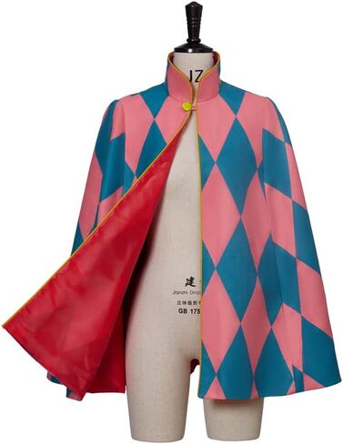 MelangCos Men's Anime Cosplay Costume Cape Pink Checked Pattern Cloak in Saudi Arabia
