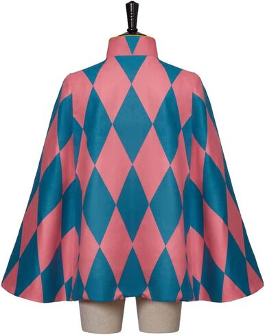 MelangCos Men's Anime Cosplay Costume Cape Pink Checked Pattern Cloak in Saudi Arabia