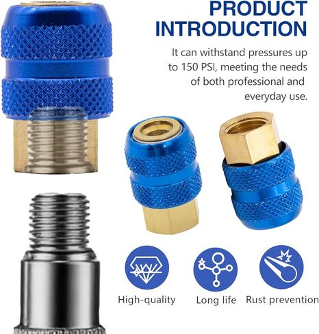 قطعتان من ظرف هواء القفل، 1/4 بوصة FNPT قفل معدني بالكامل على صمام إطار توصيل سريع، فوهة نفخ الإطارات لضواغط الهواء، ظرف تدفق مغلق أقصى ضغط - 150 رطل لكل بوصة مربعة in Kuwait