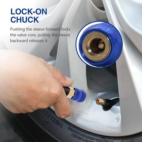قطعتان من ظرف هواء القفل، 1/4 بوصة FNPT قفل معدني بالكامل على صمام إطار توصيل سريع، فوهة نفخ الإطارات لضواغط الهواء، ظرف تدفق مغلق أقصى ضغط - 150 رطل لكل بوصة مربعة in Kuwait