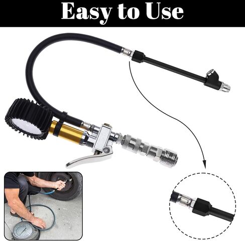 Air Chuck 1/4" FNPT Extended Reach Dual Head Air Chuck w/Quick Plug 2-Way Connect Tire Chucks Heavy Duty Extended Reach Tires Chucks for Tire Inflator Gauge/Air Compressor Bikes Motorcycle Car in Saudi Arabia