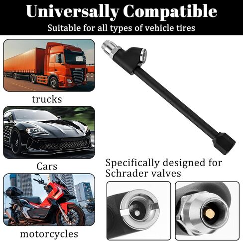Air Chuck 1/4" FNPT Extended Reach Dual Head Air Chuck w/Quick Plug 2-Way Connect Tire Chucks Heavy Duty Extended Reach Tires Chucks for Tire Inflator Gauge/Air Compressor Bikes Motorcycle Car in Saudi Arabia