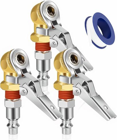 منفاخ إطارات كروي مغلق مقاس 1/4 بوصة أنثى NPT مزود بمشبك، فوهة إطار توصيل ثنائية الاتجاه، محول توصيل سريع بمشبك قفل لضاغط الهواء، الشاحنة، السيارة الترفيهية، السيارة in Kuwait