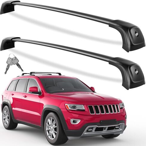 Max Loading 220lbs Roof Rack Cross Bars Fit for Jeep Grand Cherokee 2011-2021 with Grooved Side Rails, Aluminum Lockable Anti-Theft Crossbars Rooftop Cargo Kayak Bike Luggage Racks Carrier in Kuwait