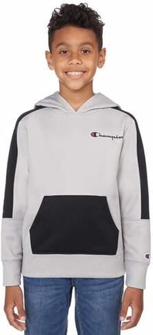 Champion Kids Clothes Sweatshirts Youth Heritage Fleece Pull On Hoody Sweatshirt with Hood, Gray/Black, XL in Saudi Arabia