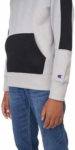 Champion Kids Clothes Sweatshirts Youth Heritage Fleece Pull On Hoody Sweatshirt with Hood, Gray/Black, XL in Saudi Arabia