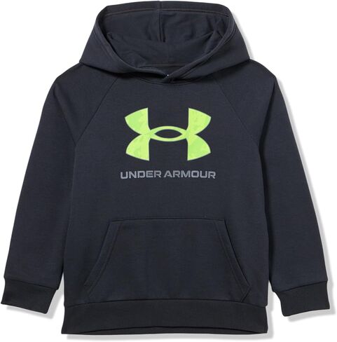سترة بغطاء للرأس بطبعة شعار كبير من الصوف المنافس للأولاد من Under Armour، (002) أسود / / أبيض، صغير in Saudi Arabia