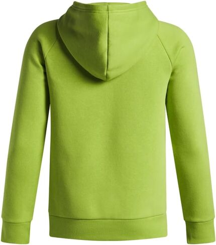 سترة بقلنسوة Rival Fleece للأولاد من Under Armour بطباعة شعار كبير، (326) أخضر فيبي / / أبيض، X-Large in Saudi Arabia