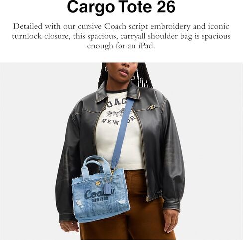 COACH Cargo Tote 26 in Upcycled Denim in Saudi Arabia