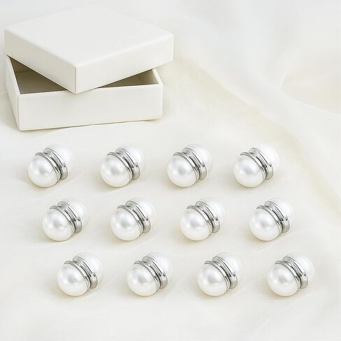 Wedding Veil Weights, Magnetic Invisible Bridal Accessories, 12-16 Pairs Pearl & Diamond Edge for Outdoor Ceremonies in Kuwait