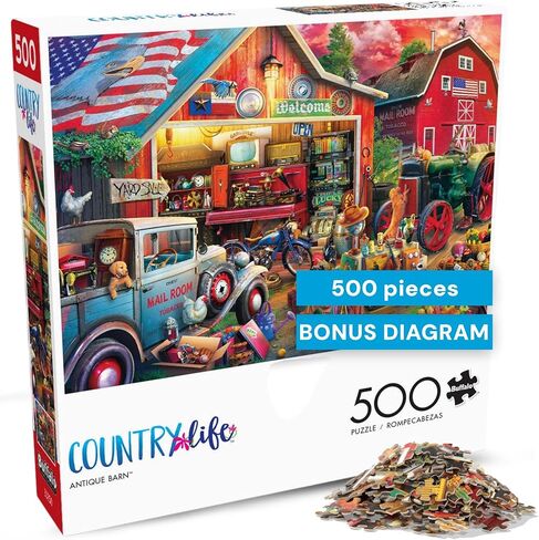 ألعاب بافالو - الحياة الريفية - الحظيرة العتيقة - أحجية الصور المقطوعة 500 قطعة للبالغين، ألغاز التحدي مثالية ليالي اللعب - الحجم النهائي 500 قطعة هو 21.25 × 15.00 in Kuwait