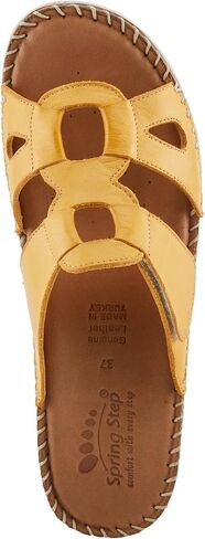 Spring Step Women's MONTERA Slide – Chic Leather Sandals for Effortless Summer Style YELLOW EU 37 / US 6.5-7 in Saudi Arabia
