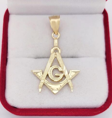 10K Yellow Solid Gold Masonic FreeMasonry Pendant Charm in Saudi Arabia