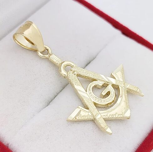 10K Yellow Solid Gold Masonic FreeMasonry Pendant Charm in Saudi Arabia