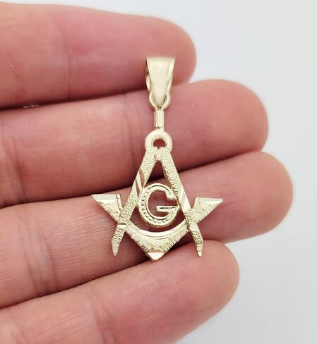 10K Yellow Solid Gold Masonic FreeMasonry Pendant Charm in Saudi Arabia