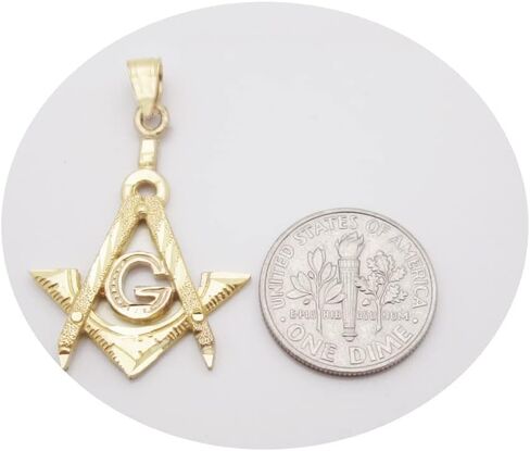 10K Yellow Solid Gold Masonic FreeMasonry Pendant Charm in Saudi Arabia