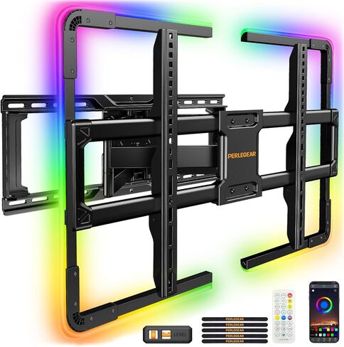 Perlegear UL-Listed Full Motion TV Wall Mount for 42–90 Inch TVs up to 150 lbs, Pre-Assembled TV Mount with Tool-Free Tilt, Swivel, Extension, Max VESA 600 x 400mm, 12″/16″/18″/24″ Wood Studs, PGLF16 in Saudi Arabia