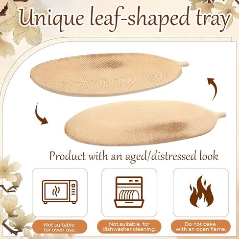 14 Pcs Wooden Centerpiece Table Decorations 16 Inch Leaf Shaped Wood Dough Bowl with Wicker Rattan Balls Beads String Decorative Tray Rustic Vase Bowl Filler for DIY Farmhouse Home in Saudi Arabia