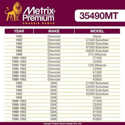 Metrix Premium Chassis Parts - Idler Arm Fits 92 Chevrolet Blazer, 92 C1500 Suburban, C2500 Suburban, K1500 Suburban, 92 GMC K2500 Suburban, 92 Yukon, 88-92 C1500, Replacement K6390, Made in Europe in Saudi Arabia