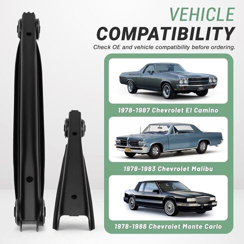 Upper & Lower Rear Trailing Arms With Bushings, Fit for 1978-1988 Chevy Monte Carlo/El Camino/Malibu, Oldsmobile Cutlass, Buick Regal, Pontiac Grand Pri -Replace 568-8985 568-9062 Trailing Arm in Kuwait