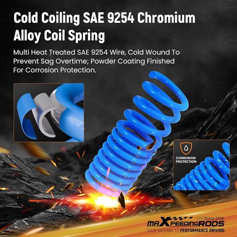 نوابض خفض maxpeedingrods لسيارة دودج تشارجر RWD 2011-2023، لكرايسلر 300 RWD 2011-2023، SAE 9254 زنبرك ملفوف عالي الشد (خفض أمامي 1.8 بوصة خلفي 2.0 بوصة)، أزرق in Kuwait
