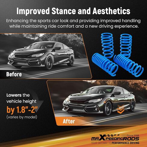 نوابض خفض maxpeedingrods لسيارة دودج تشارجر RWD 2011-2023، لكرايسلر 300 RWD 2011-2023، SAE 9254 زنبرك ملفوف عالي الشد (خفض أمامي 1.8 بوصة خلفي 2.0 بوصة)، أزرق in Kuwait