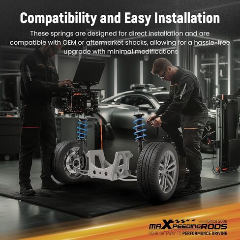 نوابض خفض maxpeedingrods لسيارة دودج تشارجر RWD 2011-2023، لكرايسلر 300 RWD 2011-2023، SAE 9254 زنبرك ملفوف عالي الشد (خفض أمامي 1.8 بوصة خلفي 2.0 بوصة)، أزرق in Kuwait