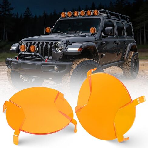 Auxbeam V-Ultra Series 5 Inch Deep Amber Light Covers 2300K Dark Amber Tone Round Offroad Lens Cap Smoked Tint Reduce Glare for Fog & Dust Low Visibility, 2 Packs in Kuwait