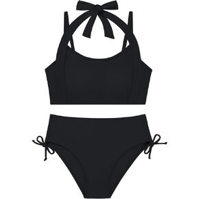 9-16Y المراهقين مايوه بكيني مجموعات 2 قطعة ملابس السباحة هالترنيك الأشرطة قابل للتعديل لباس سباحة ملابس السباحة مع الرباط in Kuwait