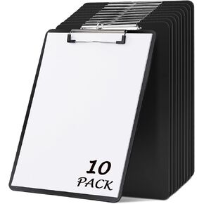 Dynta 10 Pack Plastic Clip Boards 12.5x9 Inch Standard Letter Size Clipboard with Low Profile Clips, Lightweight & Sturdy for Office, Classroom, Black in Saudi Arabia