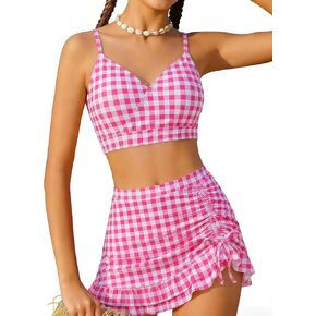 Girls Swimsuit Teen Bikini Sets Adjustable Straps Swim Skirt Retro Cute Tween Bathing Suit Two Piece 7-16Y in Kuwait