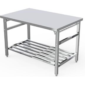 طاولة إعداد قابلة للطي من الفولاذ المقاوم للصدأ، رف سفلي قابل للتعديل شديد التحمل مقاس 30 بوصة × 48 بوصة للمطعم والمطبخ والمنزل والفندق in Kuwait