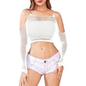 LemonGirl Womens Fishnet Long Sleeve Sling Lingerie Nightwear Babydoll Chemise Top One Size in Kuwait