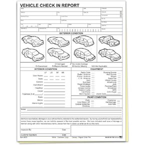 Vehicle Check-in Form Pad - 8.5 x 11 Auto Condition & Damage Report - 2-Part Carbonless Service Intake Sheet for Car Dealerships, Repair Shops & Mechanics, White/Canary - Pack of 100 Forms in Kuwait