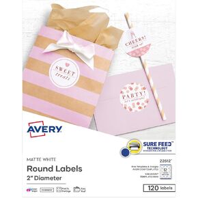 ملصقات مستديرة من Avery، ليزر/نفث الحبر، ملصقات بقطر 2 بوصة، دائمة in Kuwait