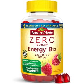 Nature Made Zero Sugar Energy Vitamin B12 Gummies 1000 mcg per Serving, B12 Vitamins, Energy Metabolism Support, 110 Sugar Free Gummies, 55 Day Supply in Saudi Arabia