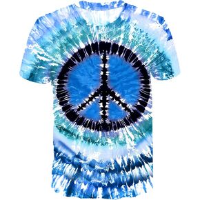 Hippie Costume for Men 60s 70s Peace Love Graphic Tie Dye Shirt Men Colorful Hippie Style Rainbow Tee Tops in Saudi Arabia