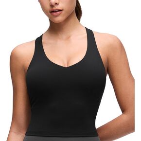 CRZ YOGA Butterluxe V Neck Crop Tank Tops for Women - Racerback Wireless Padded Yoga Longline Sports Bra in Kuwait