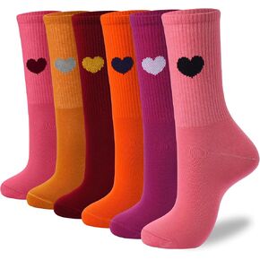 جوارب نسائية قطنية رفيعة - 6 أزواج من الجوارب الناعمة فوق الكاحل كاجوال مع قلب لطيف وممتع مبتكر in Kuwait