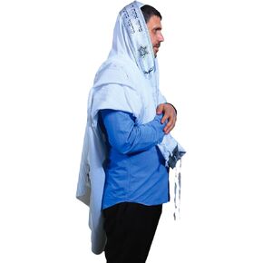 شال صلاة Tallit بالحجم الكامل مع حقيبة مطابقة، كوشير معتمد، تصميم مبارك على شريط العنق، صنع في إسرائيل in Kuwait