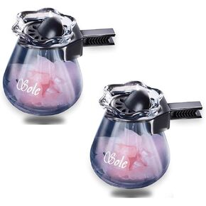 Car Diffuser Glass Bottles with Crystals Natural Stone for Spreading Essential Oils,Blue Lotus Design Glass jar as air freshener Vent Clip,car Vent Decor Accessories Pack of 2 (Pink + Pink) in Kuwait