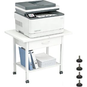 Large 22" x 15" Under Desk Printer Stand, 2-Tier Shelf Printer Table with Storage Fabric Drawer and Wheels, Rolling Cart for Home Office Fits 3D Printer, Scanner (Black) in Kuwait